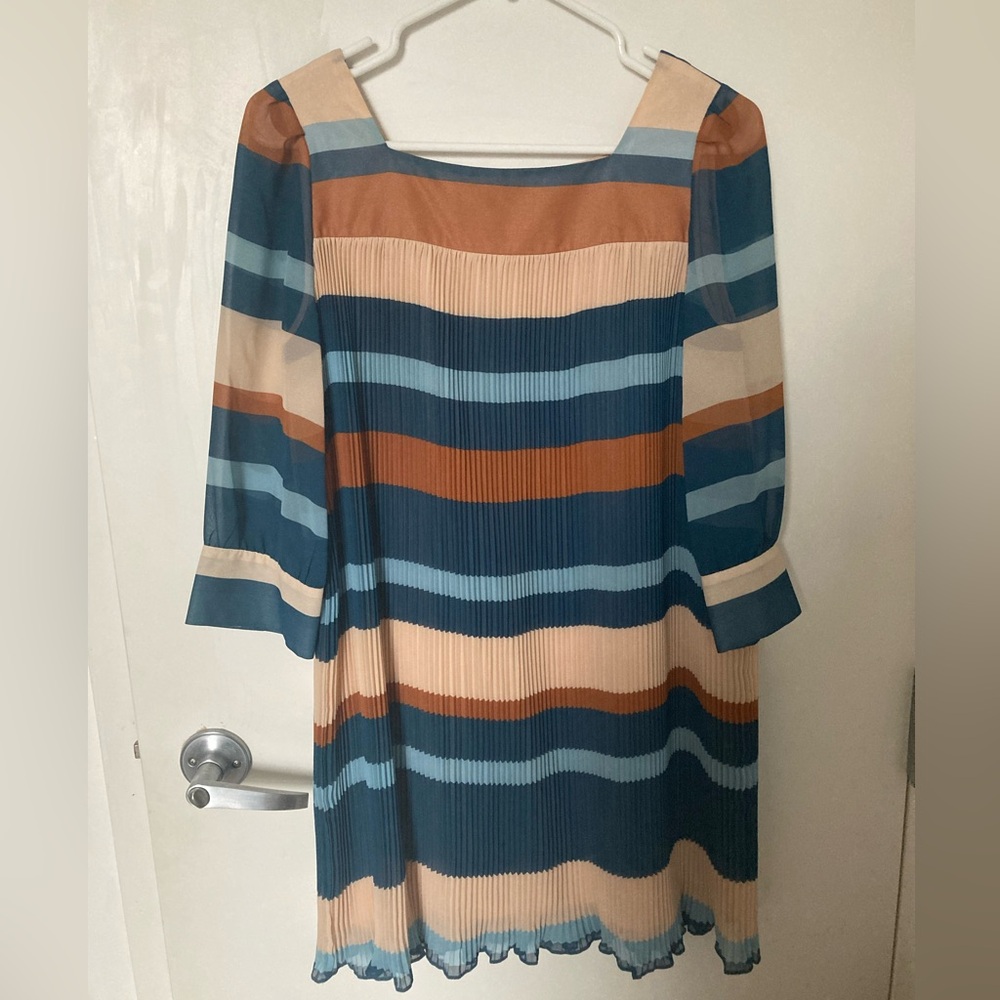 H&M striped pleated dress